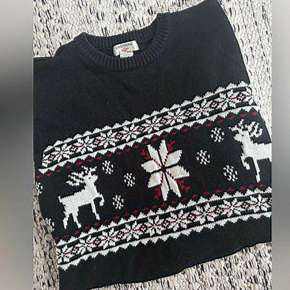 Men’s Dockers Holiday Reindeer Knit Sweater Large